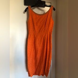 Orange linen dress with gold studs, used